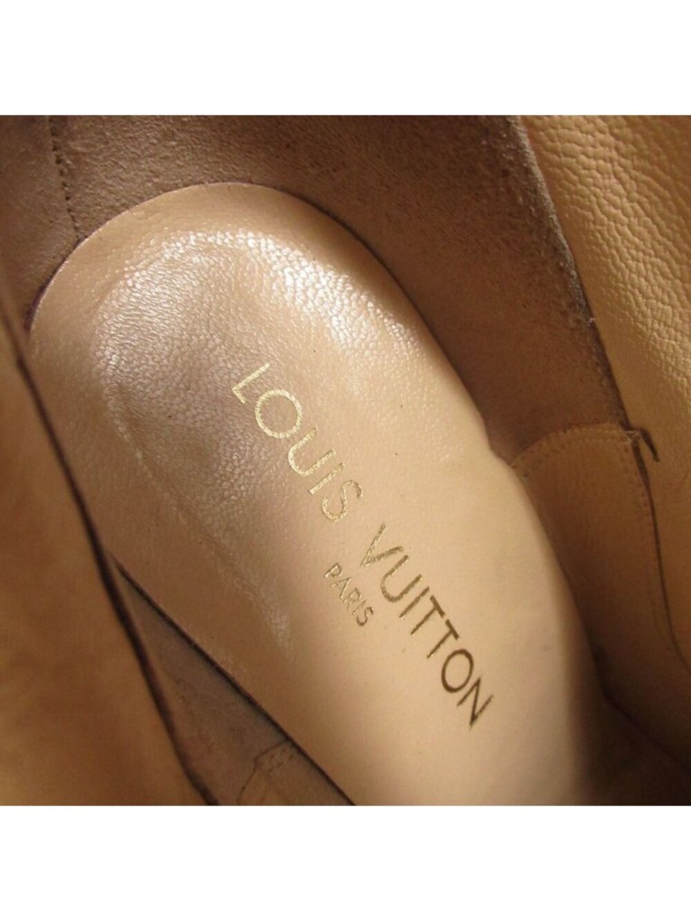 Louis Vuitton Boots Gold Buckle Leather Long Shoes Chunky Heels Side Zip Black - Picture 6 of 10